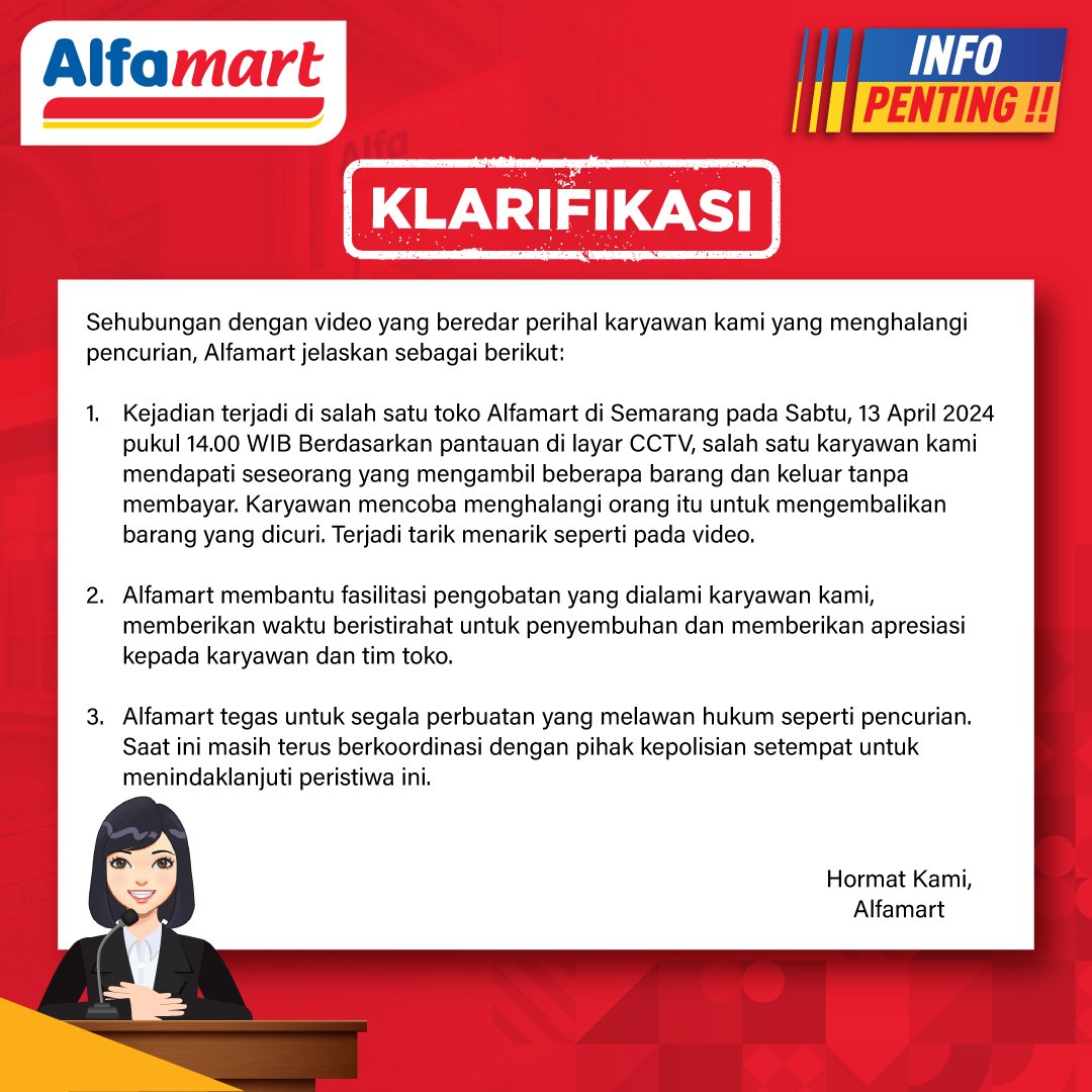 Viral Aksi Karyawati Alfamart di Semarang Gagalkan Pencurian
